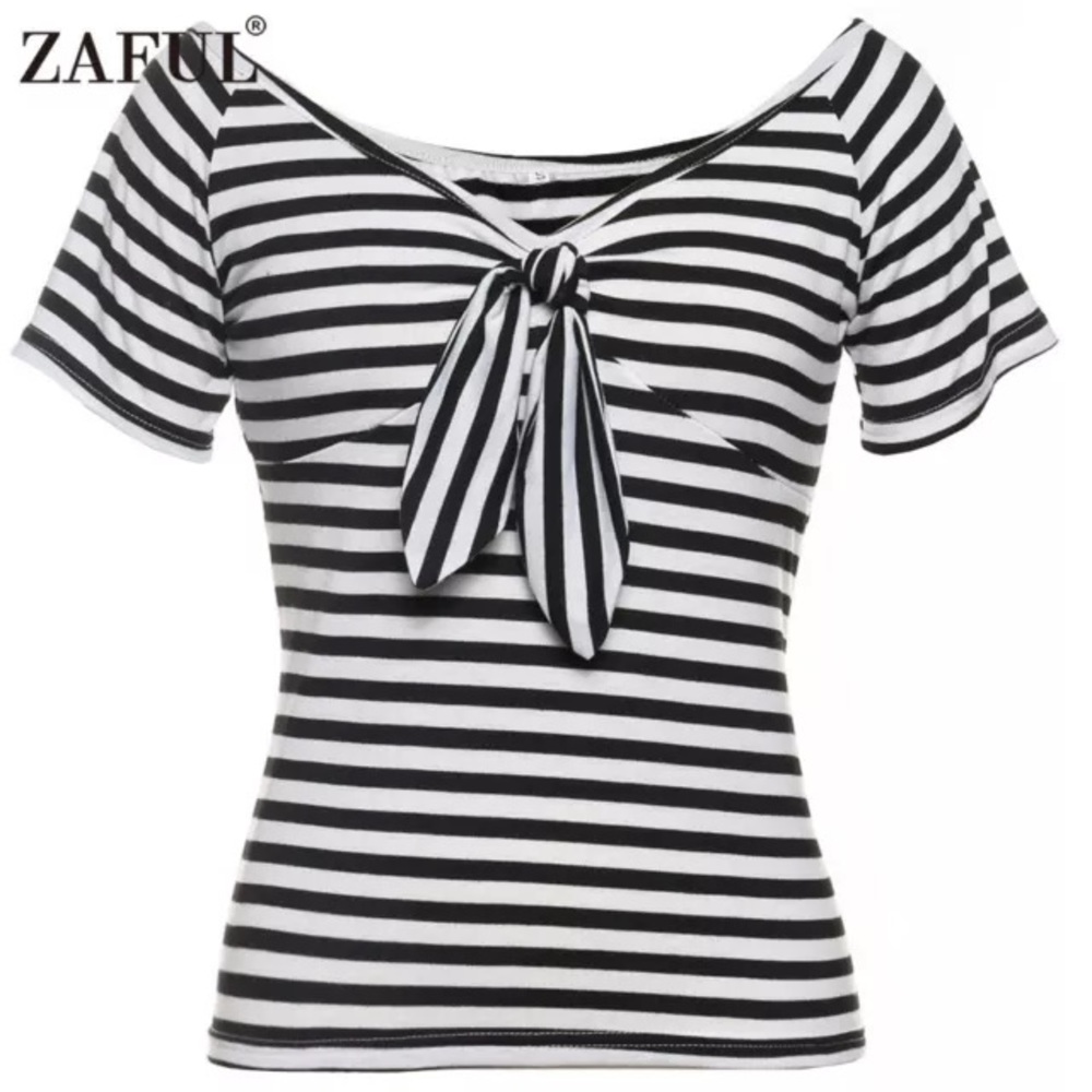 Black and white striped top